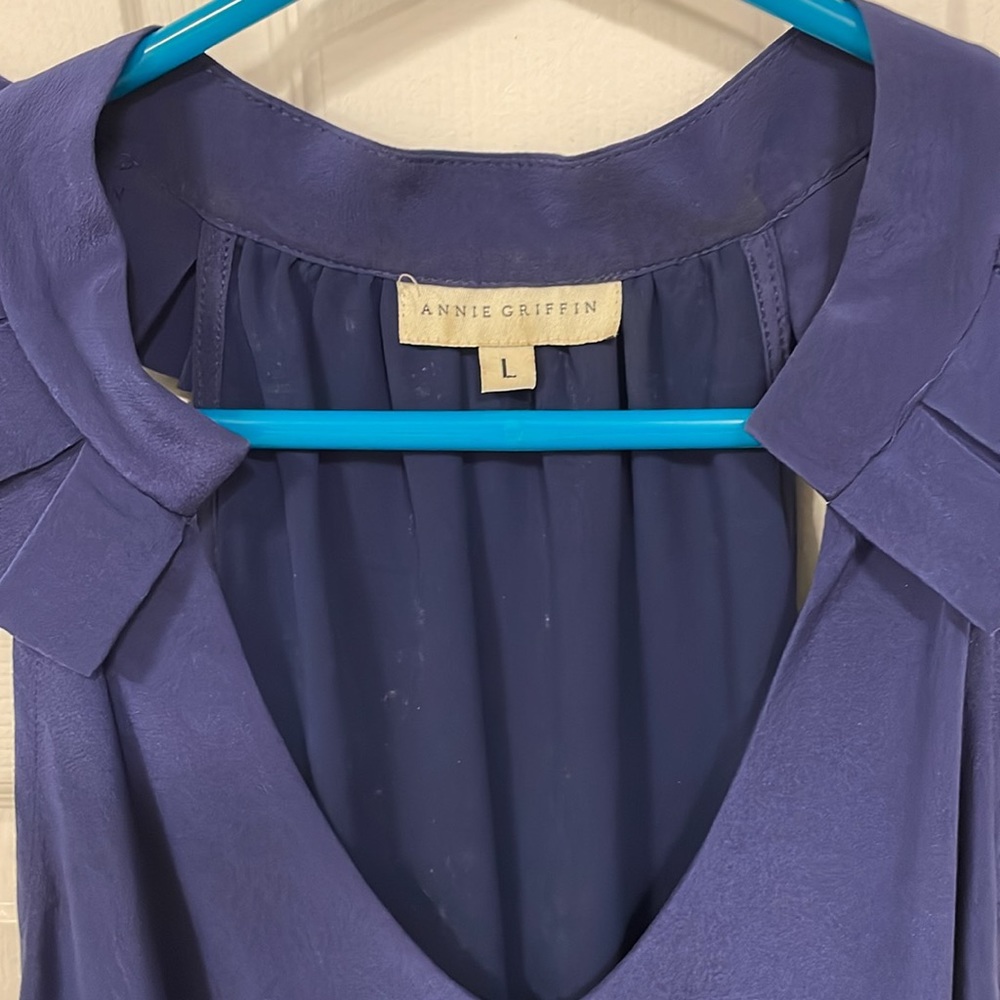 Annie Griffin Silk Top with Ruffle Collar - Picture 3 of 7